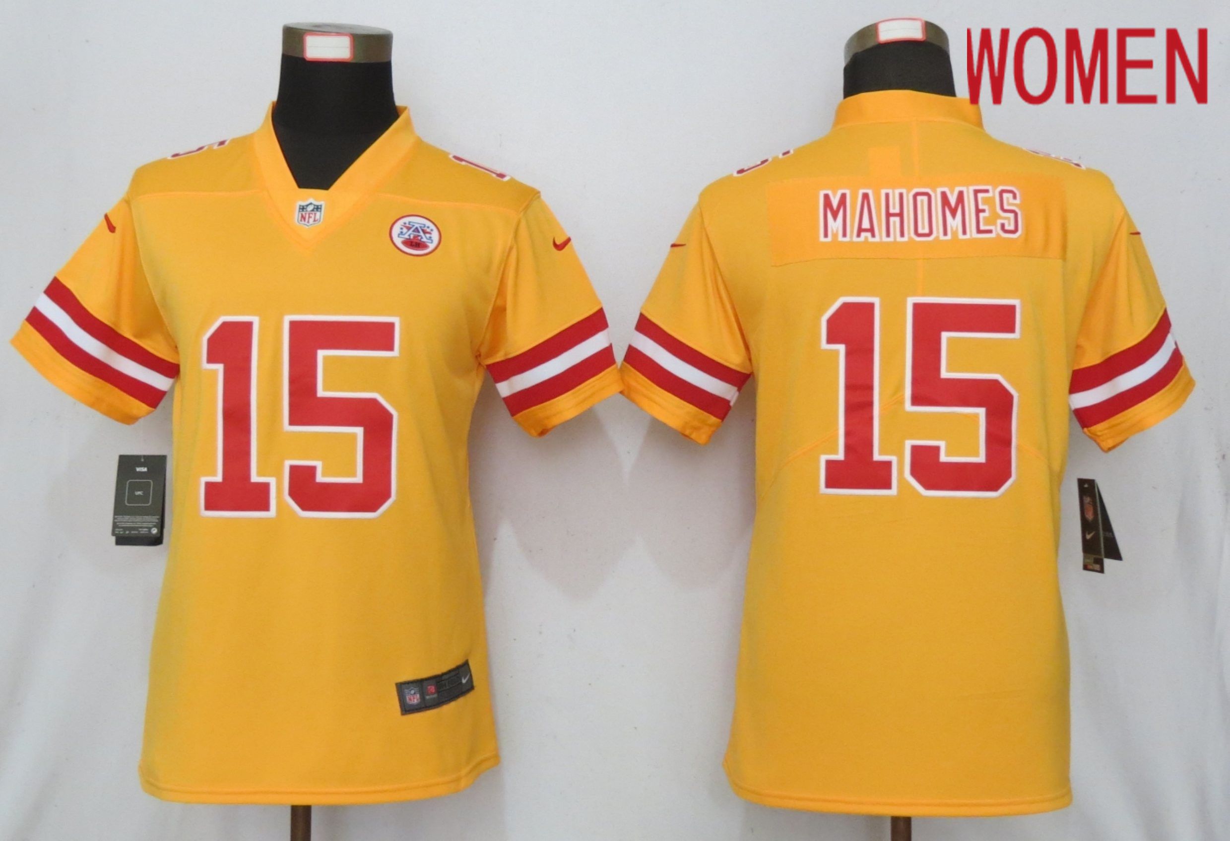Women Kansas City Chiefs #15 Mahomes 2019 Vapor Untouchable Nike Gold Inverted Elite Playe NFL Jerseys->san francisco 49ers->NFL Jersey